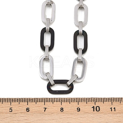 201 Stainless Steel Oval Link Chain Necklaces for Women NJEW-B143-04EBP-1