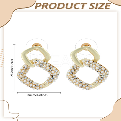 1Pair Rhombus Alloy Micro Pave Clear Cubic Zirconia Dangle Stud Earrings EJEW-LP0008-022-1