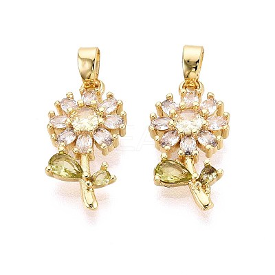 Brass Micro Pave Cubic Zirconia Pendants KK-T071-135G-01-1