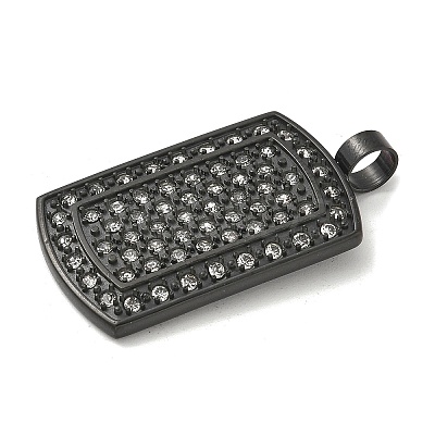 PVD Vacuum Plating 304 Stainless Steel Rhinestone Stamping Blank Tag Pendants STAS-G346-21B-1