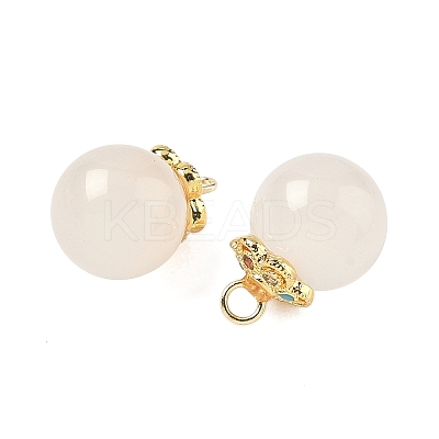 Natural White Chalcedony Round Charms G-P577-03G-1