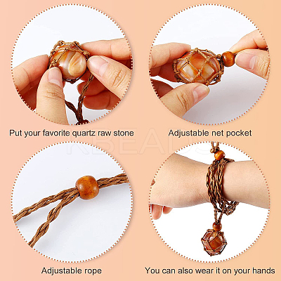4Pcs 2 Colors Braided Wax Rope Cord Macrame Pouch Necklace Making NJEW-CJ0001-02-1