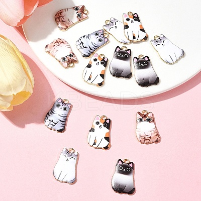 14Pcs 5 Styles Alloy Enamel Pendants ENAM-FS0001-95-1