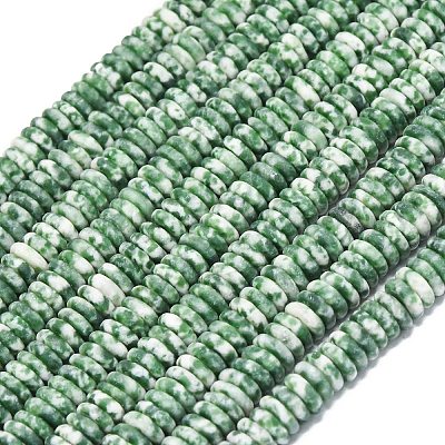 Frosted Natural Green Spot Jasper Beads Strands G-K389-C41-01-1