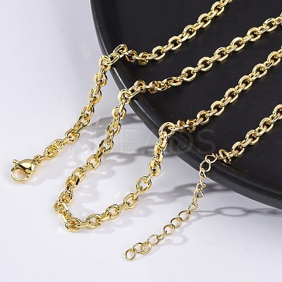 Brass Cable Chain Necklaces for Women NJEW-K282-02G-1