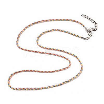 2MM Braided Round Polycotton Cord Necklace Making with Alloy Lobster Claws Clasps and Iron End Chains NJEW-Q031-01A-1