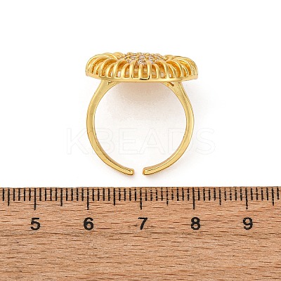 Brass Micro Pave Cubic Zirconia Cuff Rings RJEW-D323-03G-1