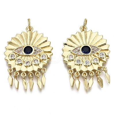 Brass Micro Pave Clear Cubic Zirconia Pendants ZIRC-S067-094-NF-1