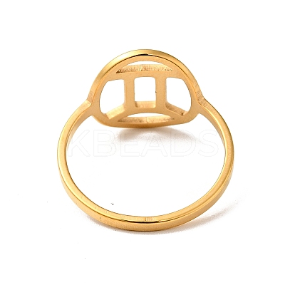 Ion Plating(IP) 201 Stainless Steel Constellations Gemini Finger Ring for Women RJEW-G266-06G-1