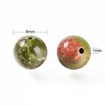 100Pcs 8mm Natural Unakite Round Beads DIY-LS0002-18-1