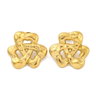 Flower Ion Plating(IP) 304 Stainless Steel Stud Earrings EJEW-H013-27G-1