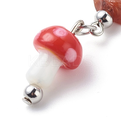 Mushroom Handmade Lampwork Pendant Decorations HJEW-JM00753-1