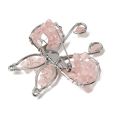 Butterfly Natural Rose Quartz Brooch G-A278-02P-08-1