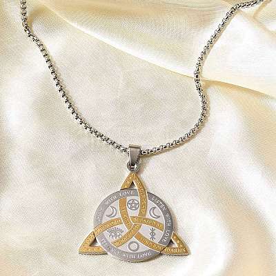 201 Stainless Steel Pendant Necklaces NJEW-R019-01G&P-1