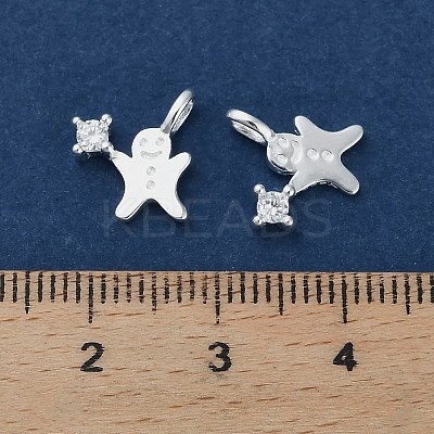 925 Sterling Silver Pave Clear Cubic Zirconia Christmas Gingerbread Man Charms STER-Z104-01S-1