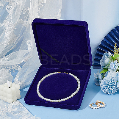Velvet Pearl Necklace Storage Gift Boxes CON-WH0086-128B-1
