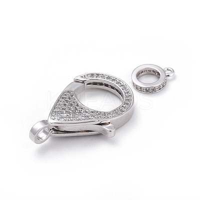 Brass Micro Pave Cubic Zirconia Lobster Claw Clasps ZIRC-K081-95P-02-1