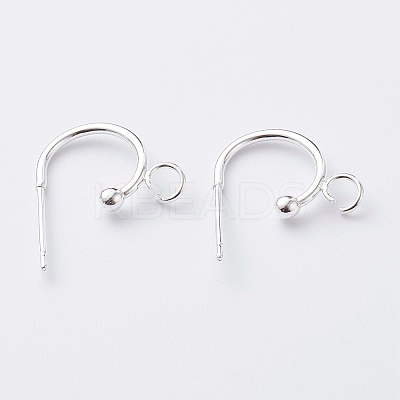 304 Stainless Steel Half Hoop Earrings X-STAS-Z028-B02-S-1