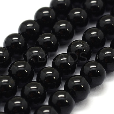 Natural Black Tourmaline Beads Strands G-G763-01-8mm-AB-1
