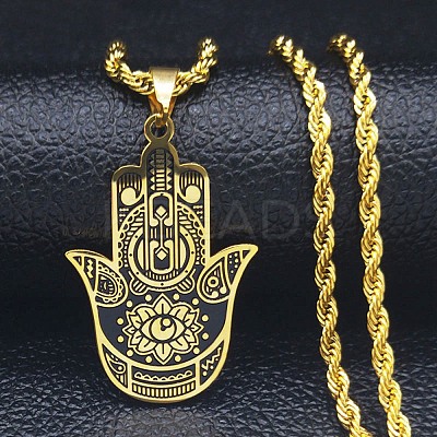 304 Stainless Steel Enamel Necklaces NJEW-Q338-02G-1