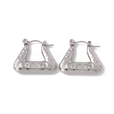 Non-Tarnish 304 Stainless Steel Trapezoid Hoop Earrings for Women EJEW-E199-15P-1