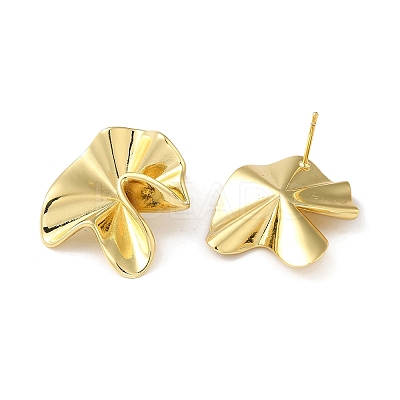 Rack Plating Brass Flower Stud Earrings for Women EJEW-Z019-16G-1