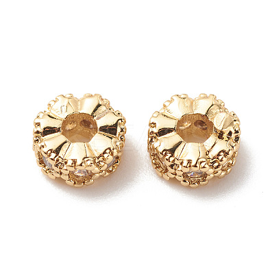 Brass Clear Cubic Zirconia Spacer Beads LS-KK-G420-22G-1