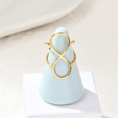 Hollow Number 8 304 Stainless Steel Open Cuff Rings for Women RJEW-Q007-04G-1
