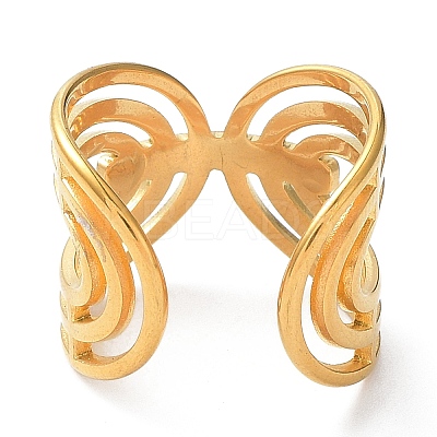 Ion Plating(IP) 304 Stainless Steel Hollow Open Cuff Rings RJEW-D006-04G-1