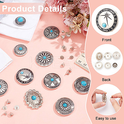 22Pcs 11 Styles Flat Round Alloy Enamel Coin Screwback Rivets FIND-NB0005-76-1