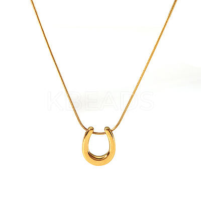 Stylish 304 Stainless Steel U-shaped Horseshoe Pendant Round Snake Chain Necklaces for Women LS-LH2412-1