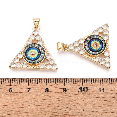 Brass Micro Pave Clear Cubic Zirconia Pendants for Women KK-T070-90A-04-1