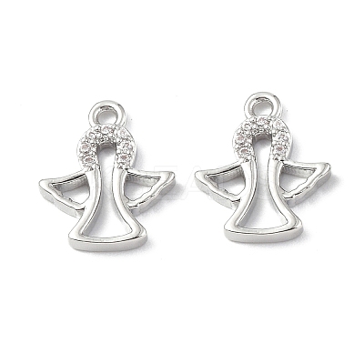 Brass Micro Pave Clear Cubic Zirconia Charms KK-E068-VF259-1