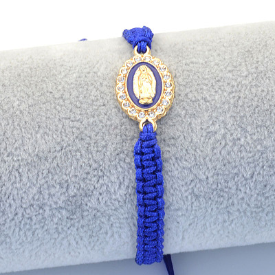 Religion Alloy Rhinestone and Enamel Link Bracelets FS-WG5574D-17-1