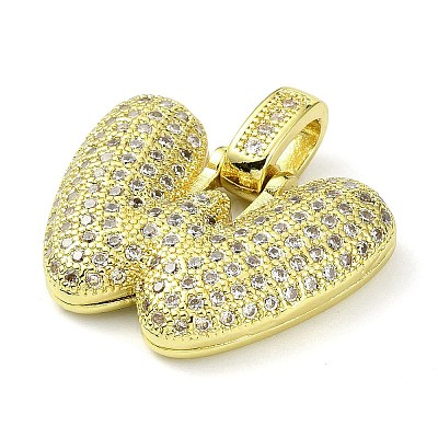 Brass Micro Pave Clear Cubic Zirconia Pendants KK-M279-01G-W-1