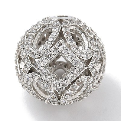 Rack Plating Brass Micro Pave Cubic Zirconia Beads KK-L224-019P-1