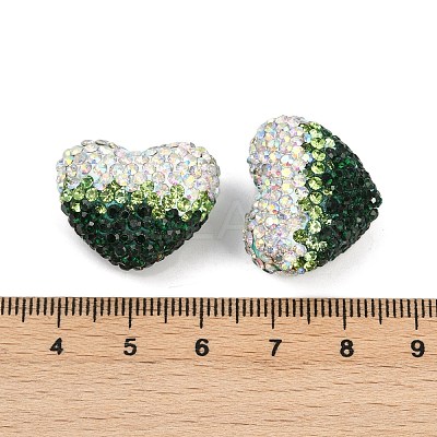 Gradient Color Heart Shaped Polymer Clay Rhinestone Beads CLAY-NH0002-03B-1