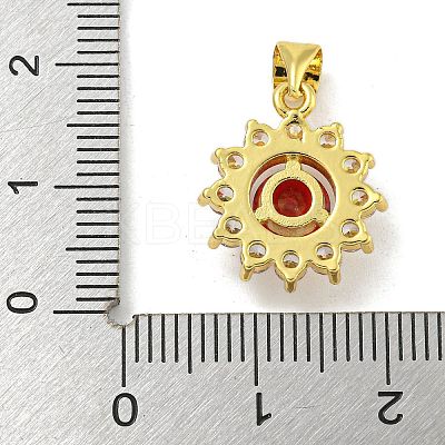 Flower Rack Plating Brass Micro Pave Cubic Zirconia Pendants KK-G513-92G-01-1