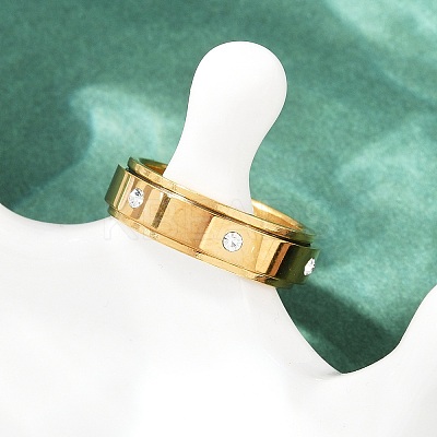 304 Stainless Steel Rhinestone Rotating Finger Rings RJEW-A074-01A-G-1