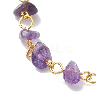 3Pcs 3 Styles Synthetic Turquoise & Natural Rose Quartz & Amethyst Chip Bead Link Chain Bracelet Making AJEW-JB01400-1