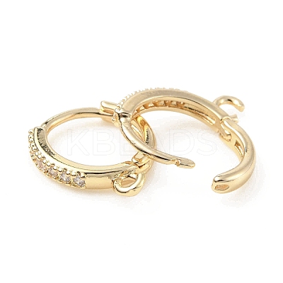 Brass with Rhinestone Hoop Earring Findings KK-C024-21B-KCG-1