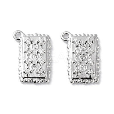 Brass Micro Pave Clear Cubic Zirconia Charms KK-F871-37P-1