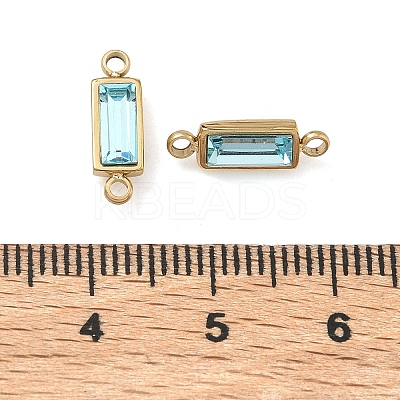 Birthstone 304 Stainless Steel Rhinestone Connector Charms STAS-L022-576G-08-1