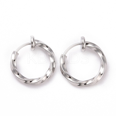 Electroplated Brass Twisted Tubular Hoop Earrings for Women EJEW-G299-01B-P-1