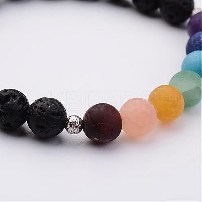 Natural Lava Rock Bead Stretch Bracelets BJEW-JB02508-1
