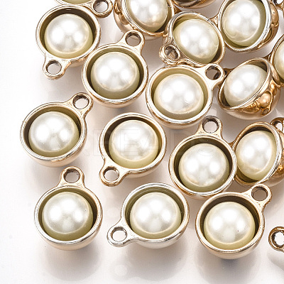 ABS Plastic Imitation Pearl Semi Circle Pendants LS-PACR-T007-18KC-1