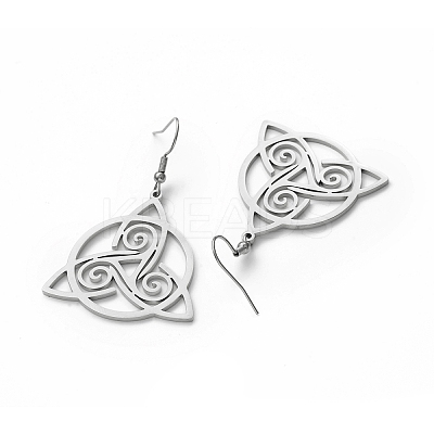 Non-Tarnish 304 Stainless Steel Sailor's Knot Dangle Earrings for Women EJEW-P222-06P-1