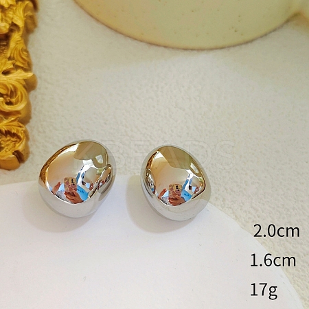 Oval Alloy Stud Earrings WG64463-20-1