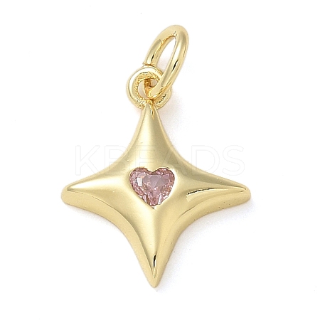 Rack Plating Brass Micro Pave Cubic Zirconia Pendants X-KK-K392-54G-1