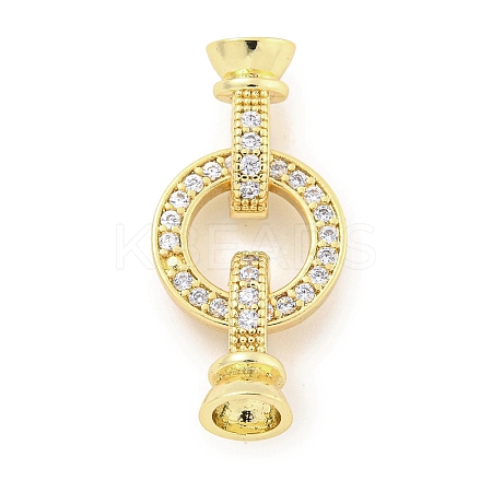 Brass Micro Pave CLear Cubic Zirconia Fold Over Clasps KK-Q814-01G-1